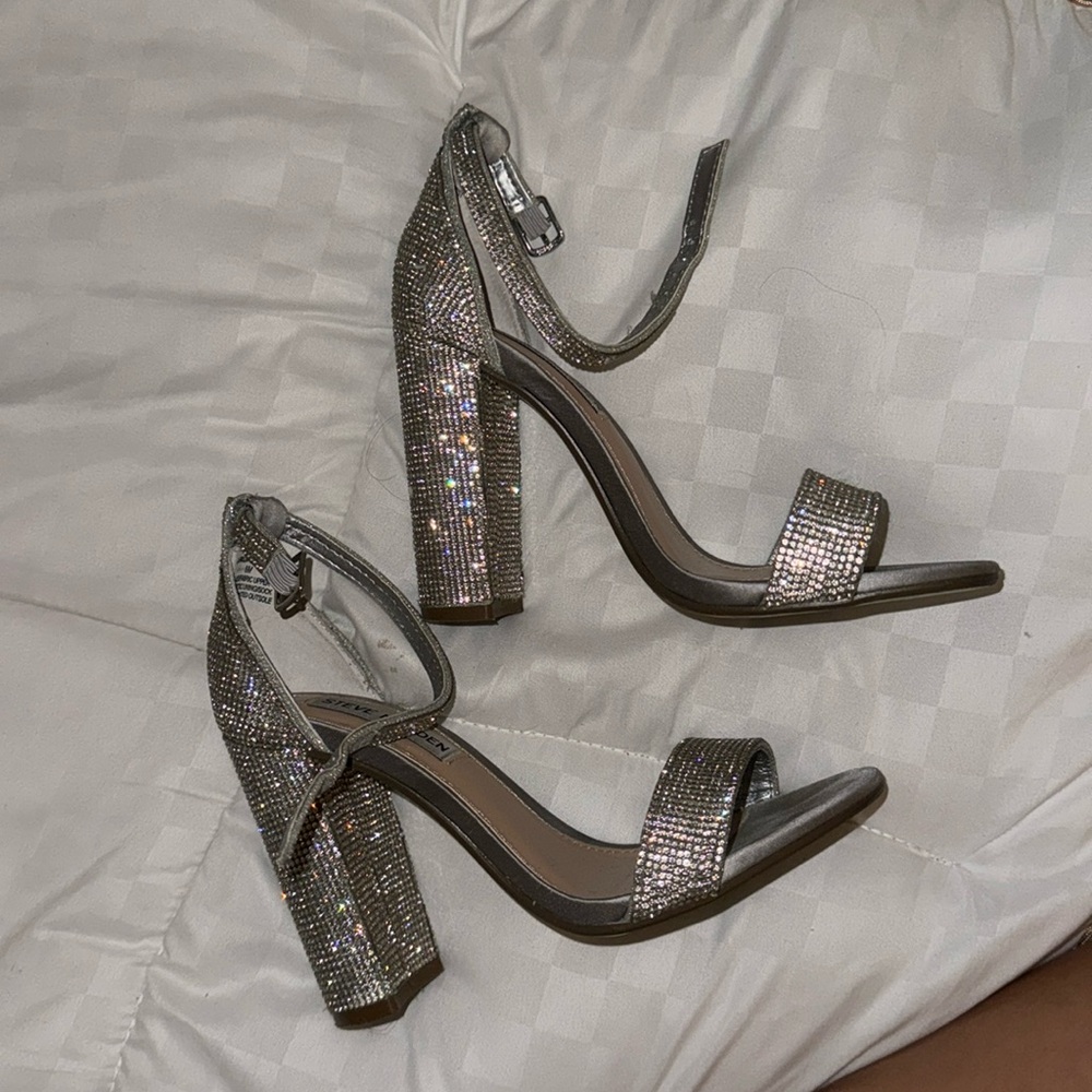 Steve madden carrson crystal bedazzled strap heels